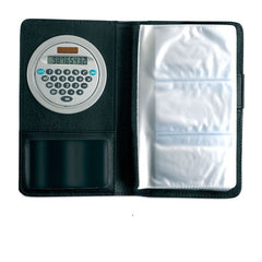 Carpeta de Tela Plastificada para Tarjetas con Calculadora 2 en 1