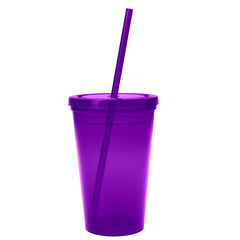Vaso Térmico de PP con Popote 16 Oz.