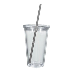 Vaso Térmico Newport de AS con Tapa y Popote 16 Oz.