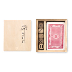 Set de Juego de Cartas con Dados en Caja de Madera
