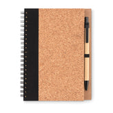 Libreta con Cubierta de Corcho, Hojas de Papel Reciclado y Bolígrafo de Cartón Reciclado con PLA 2 en 1