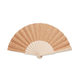 Abanico de Madera con Tela de Corcho