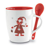 Taza con Cuchara de Cerámica con Decoración de Santa Claus