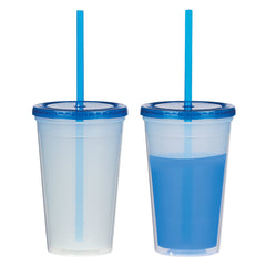 Vaso Térmico que Cambia de Color de PP con Popote 16 Oz.
