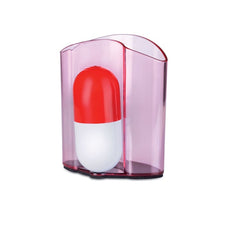 Porta Bolígrafo Magnético de Plástico con Marcatextos en Forma de Cápsula 2 en 1