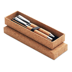 Set de Bolígrafos de Metal y Corcho en Estuche de Corcho