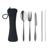 Set de Cubiertos de Acero Inoxidable en Bolsa de Neopreno