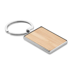 Llavero en Forma Rectangular de Zinc y Bambú
