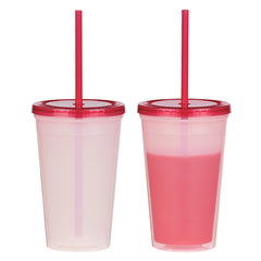 Vaso Térmico que Cambia de Color de PP con Popote 16 Oz.