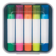 Set de 5 Marcatextos en Estuche de Plástico Transparente