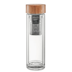 Botella Térmica Batumi de Vidrio con Tapa de Bambú e Infusor 420 ml