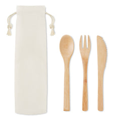 Set de Cubiertos de Bambú con Bolsa de Lona