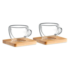 Set de Tazas Térmicas Expreso 90 ml. con Platos de Bambú