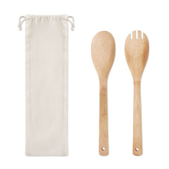 Set de 2 Cubiertos para Ensalada de Bambú en Bolsa de Transporte
