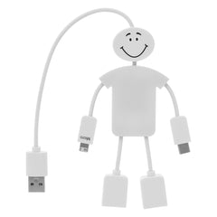 Hub USB de 2 Puertos con Cable de Carga 3 en 1