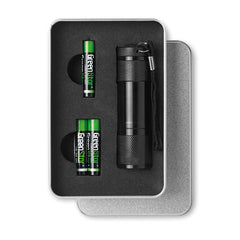 Linterna LED de Aluminio en Caja de Hojalata