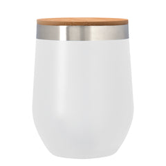 Vaso Térmico para Vino de Acero Inoxidable con Tapa de Bambú 12 Oz.