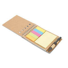 Libreta de Material Reciclado con Bloc de Notas, Bolígrafo, Notas y Banderas Adhesivas 5 en 1
